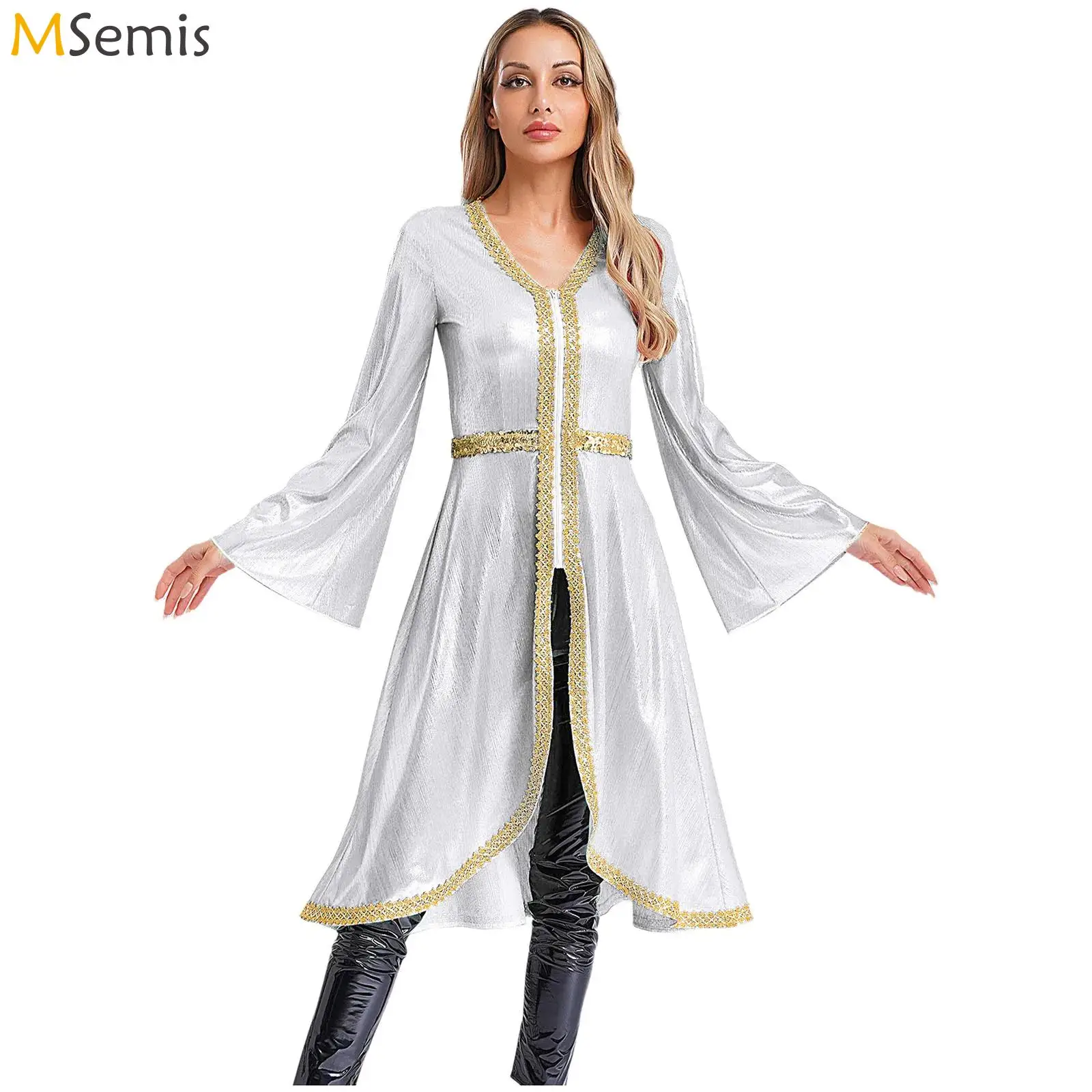 

Women Muslim Abaya Dress V Neck Long Sleeve Embroidery Dress Sparkly Caftan Dress Islamic Dubai Moroccan Kaftan Fancy Eid Dress