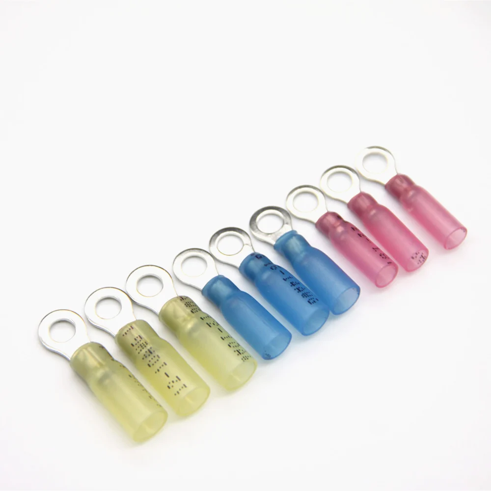 50 قطعة M4/5/6/8/10 الحرارة يتقلص حلقة مستديرة معزول محطات سلك كابلات الموصلات الأسلاك تجعيد محطات البحرية ختم مقاوم للماء