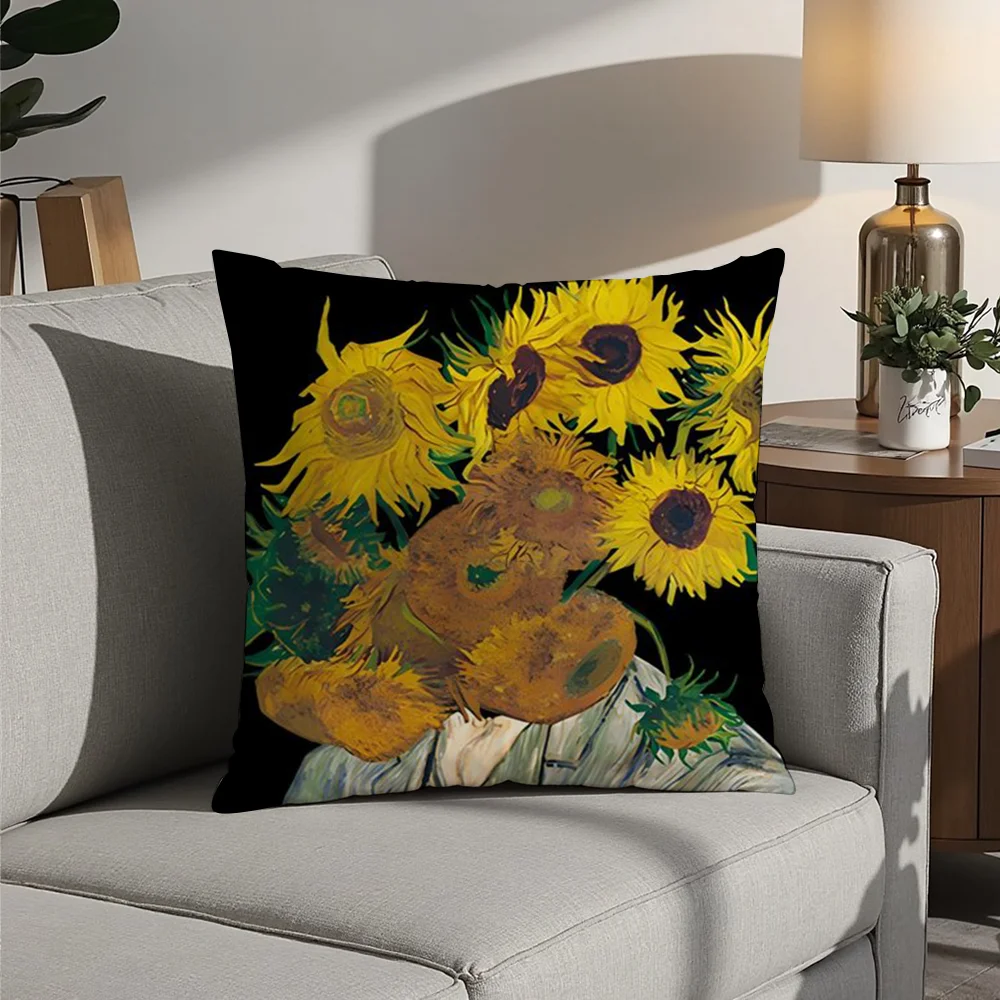 

Van Gogh Starry Sky Oil Painting Pillow Case Plush Fabric Soft Pillowcase Double Sided Print Cushion Cover Household Gifts