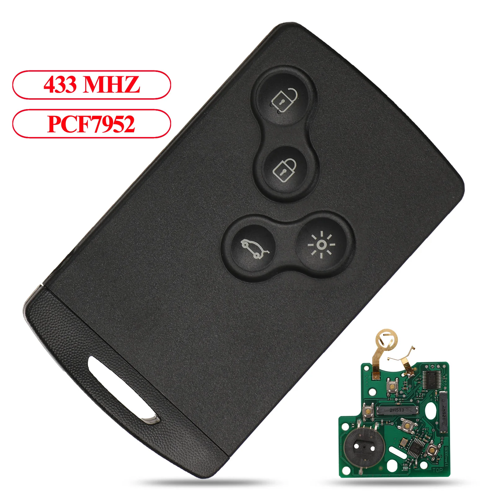 

Jingyuqin Handsfree Smart Keyless Card PCF7952 433 МГц для Renault Megane III Fluence Laguna Koleos Scenic 2009-2015 удаленный ключ