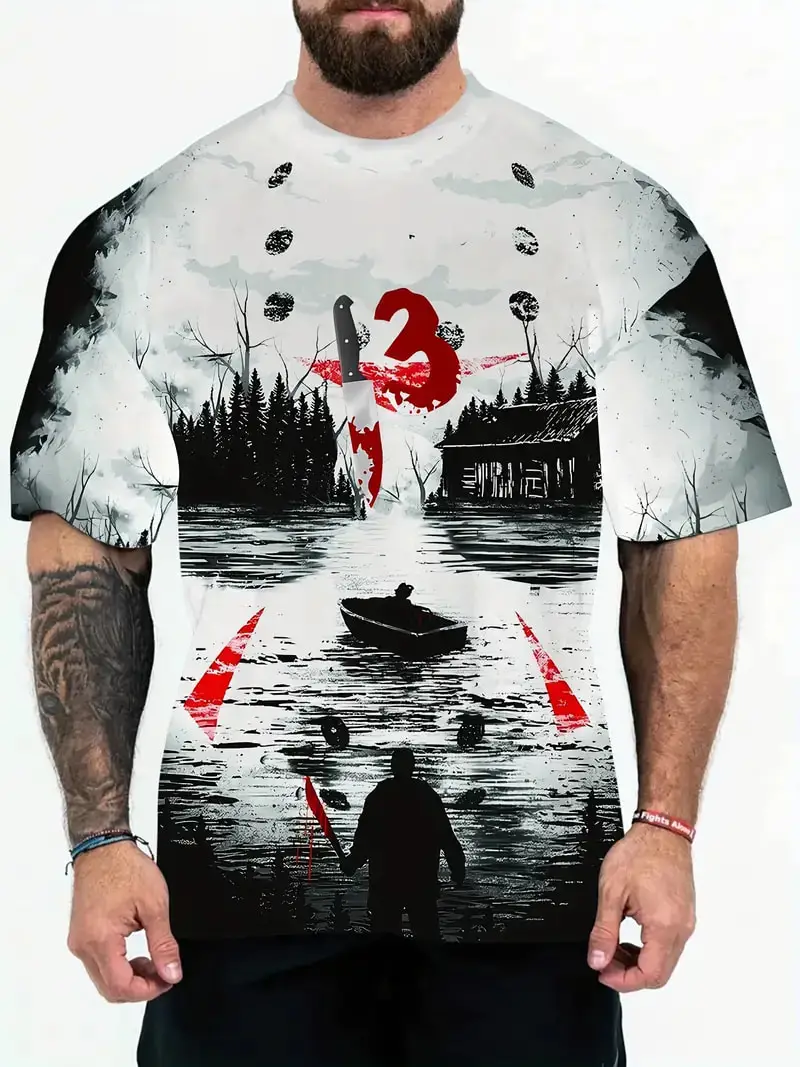 

Horror Movie Killer Jason Voorhees All Graphic T shirt 3D Print Short Sleeve T-Shirt Tops Fashion Men Women Oversized O-neck Tee