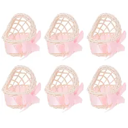 6pc Miniature Rattan Woven Flower Basket Mini Flower Shop Desktop Ornaments House Hand Woven Flower Basket House Decor
