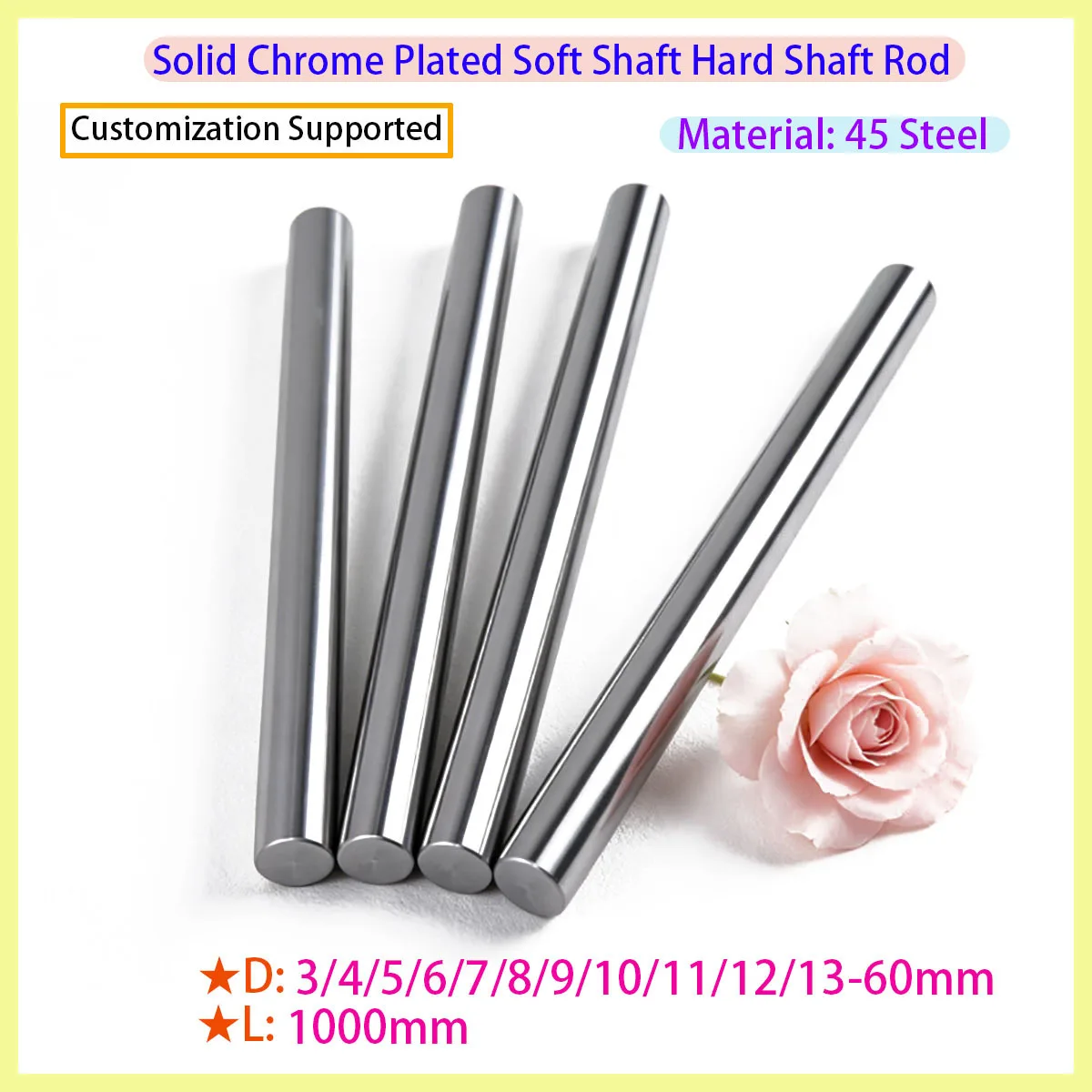 Linear Axis Flexible Chrome Plated Optical Axis of 4/5/6/7/8/10/12/13-60mm 3D Printer Parts Without Hardening