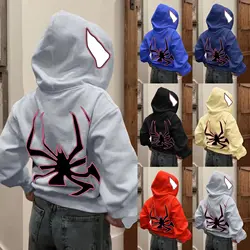 Hoodie de aranha com zíper completo para homens e mulheres, gráfico Harajuku, jaqueta extragrande, camisa capuz, roupas punk, moletom gótico, Y2K