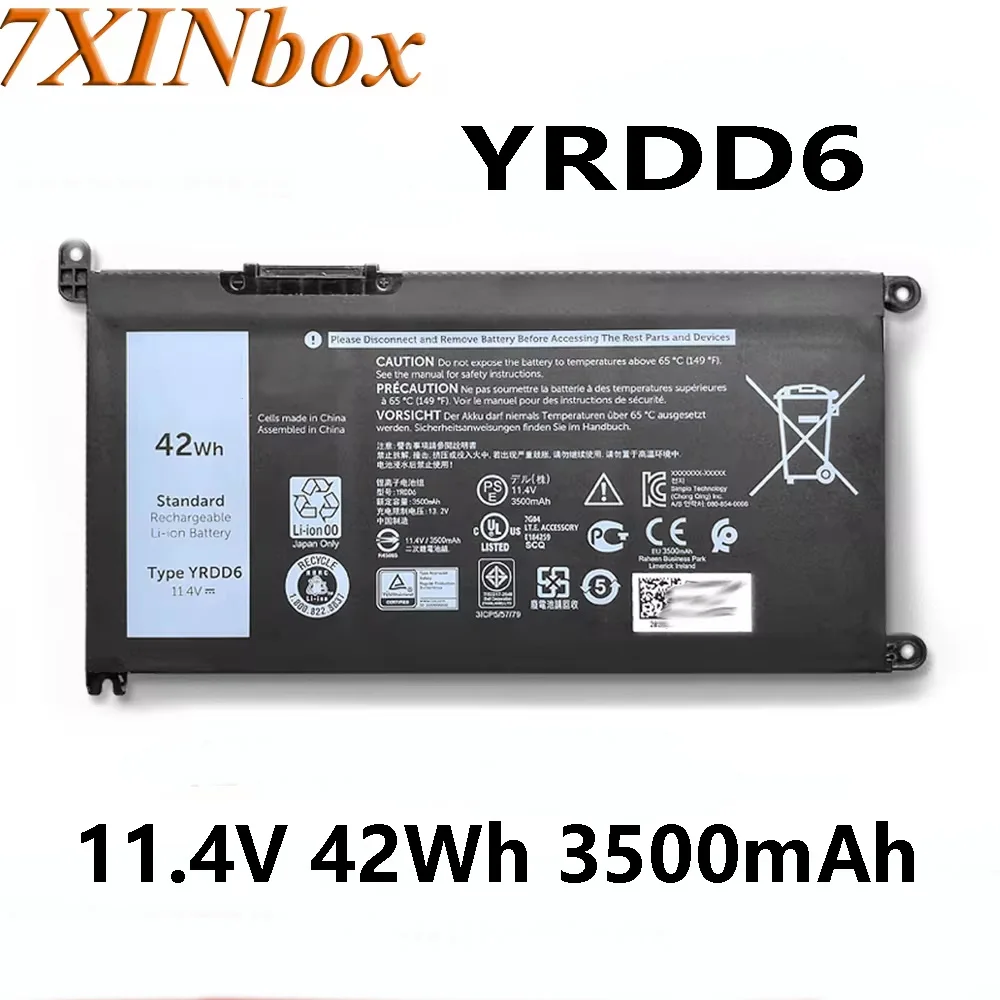 

7XINbox YRDD6 P90F VM732 11.4V 42Wh Original Laptop Battery For Dell Latitude 3300 3400 Inspiron 14 5585 3400 5488 5493 5593 Etc