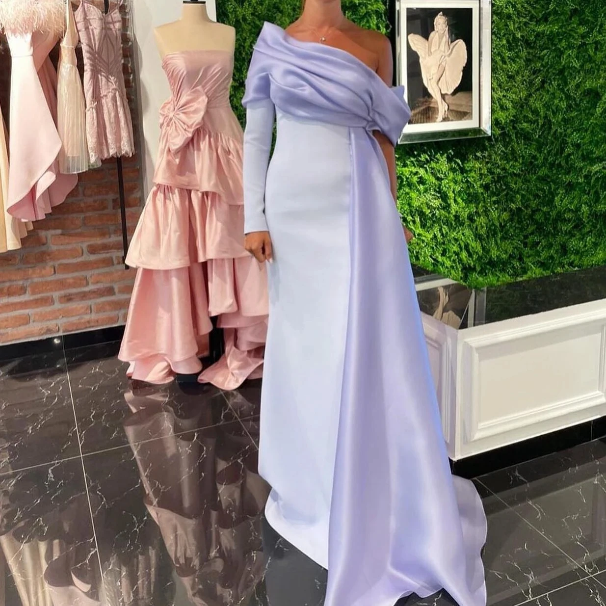 

Роскошные вечерние платья на одно плечо Scoggins فسسسسسтрапециевидного силуэта со шлейфом, молнией и длинными рукавами, платья для торжественных случаев, 2024