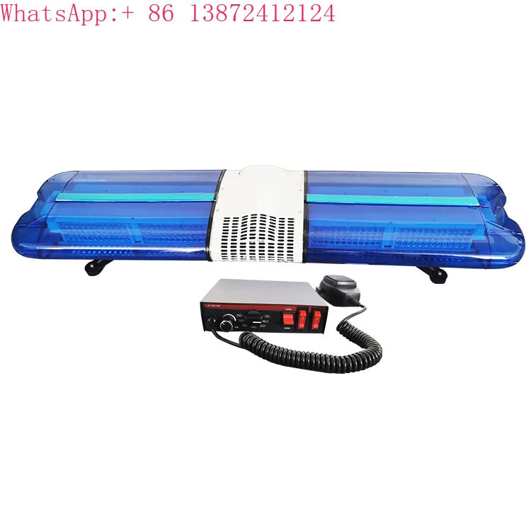 

DC 12V 120W LED Emergency Light Bar for Ambulance Blue Rotating Strobe Lights with Built-in Siren Roof Mount