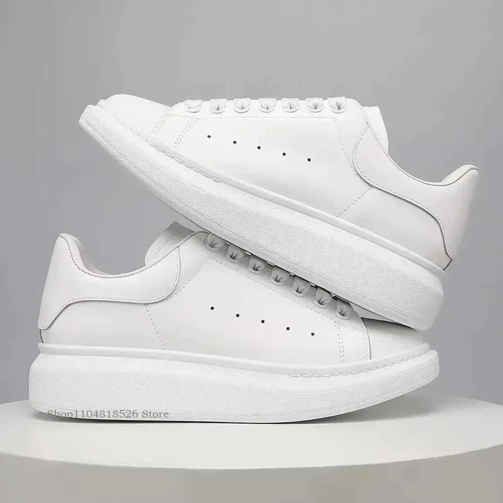 Damesflats Elegante skateboardschoenen Witte sneakers Dikke zool Binnenhoogteverhogende gevulkaniseerde schoenen voor heren en dames