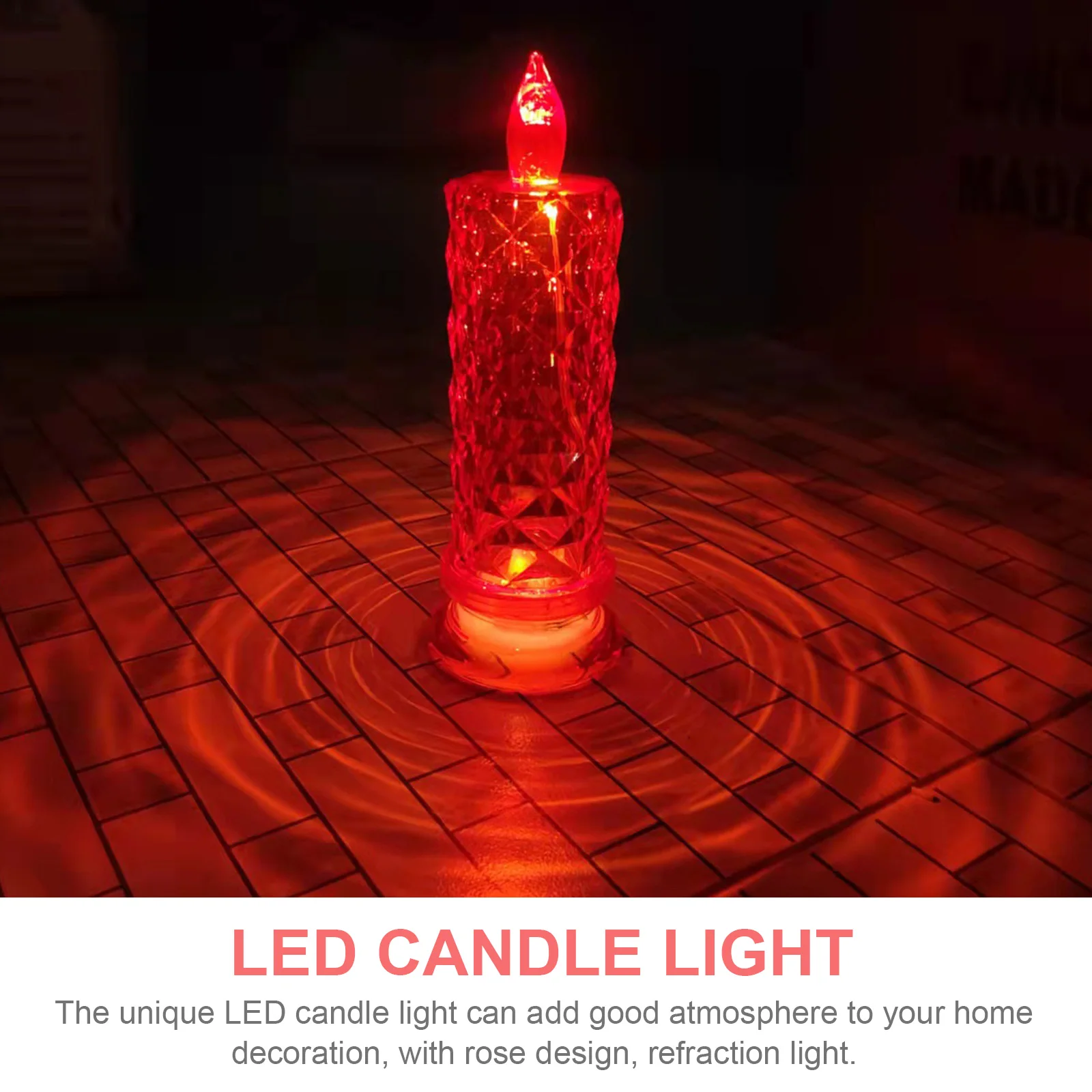 

LED Electronic Light Flameless Realistic Decorative Candles for Home Wedding Gift Rose Design Safe for Kids Pets