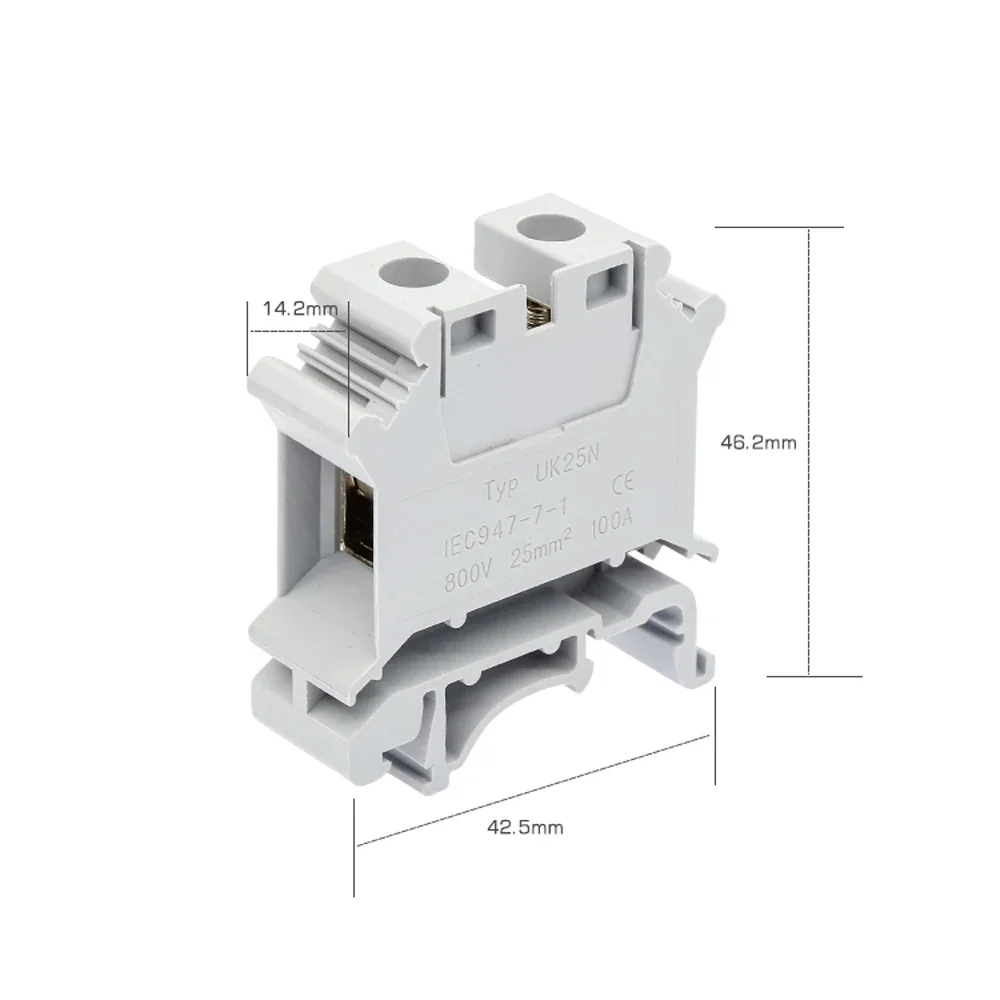 Din Rail Terminal Blocks 10Pcs UK-25 Universal Class Connector Screw Connection Terminal Blocks UK25 Wire Conductor