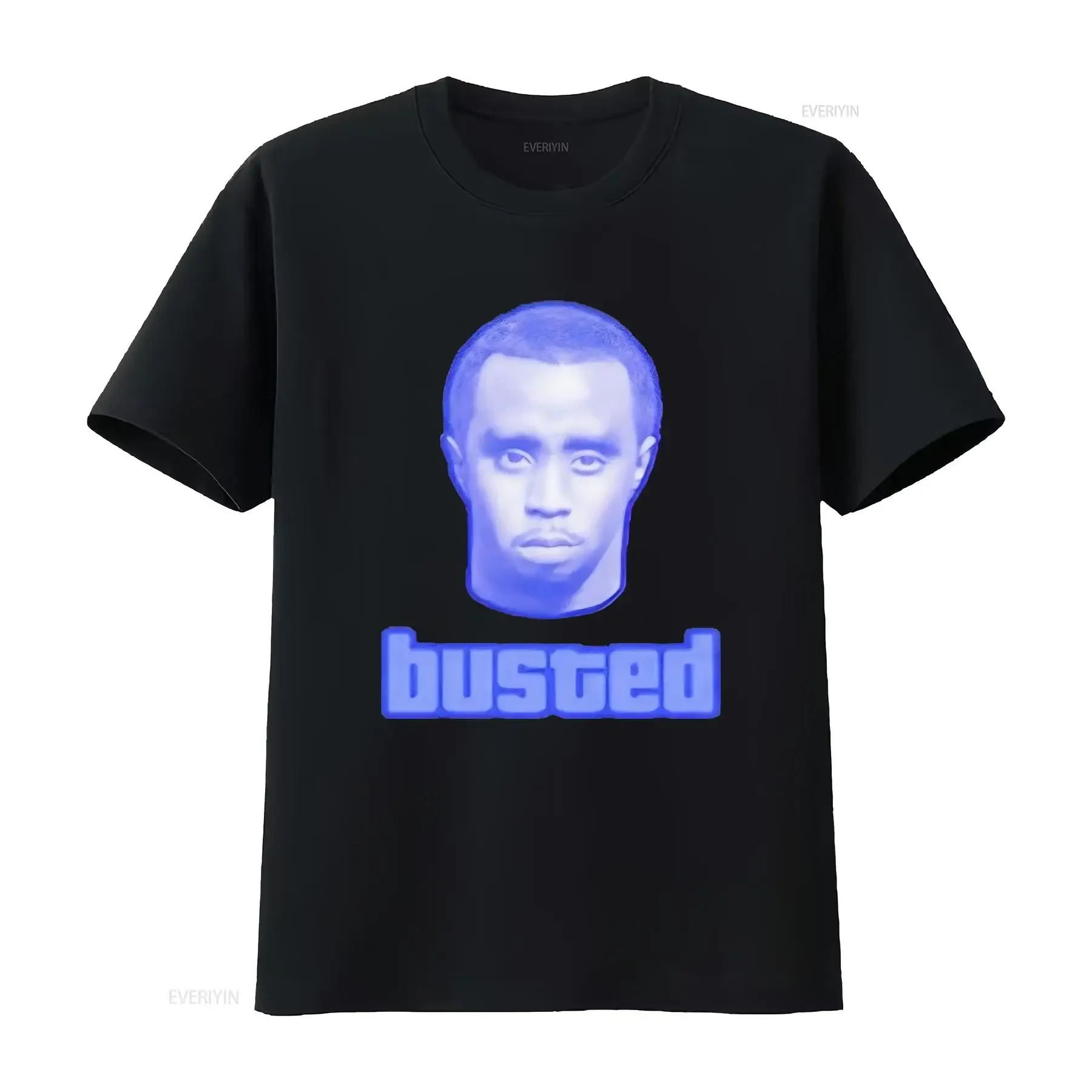 Diddy Busted With Big Head T Shirt Go Hell vintage Washed designer clothes graphic Breathable Top For Everyday Wear Casual