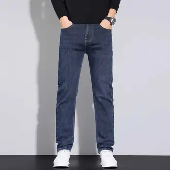 2026 New Style Business Men's Jeans Casual Straight Stretch Fashion Classic Blue Black Work Pant Denim Trousers Male Clothing 5