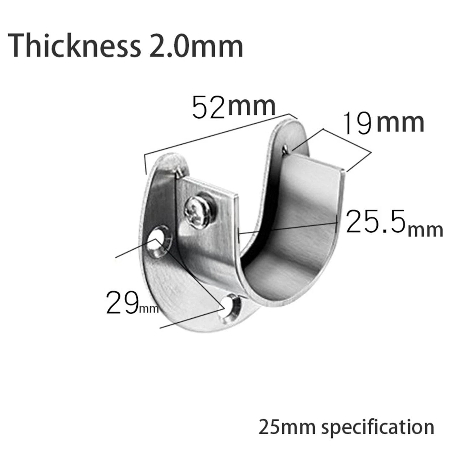 

A76K 4 Pcs Stainless Steel Hanging Rod Bracket U Shaped Curtain Rod Bracket, Heavy Duty Round Tube Sockets With Screws (25Mm)