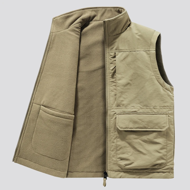 Wendbare Ärmellose Jacke Herrenweste Wintermantel Dicke Warme Fleece-Arbeitskleidung Oberteil Cargo-Weste Windbreaker Neue Mode – Detail 8