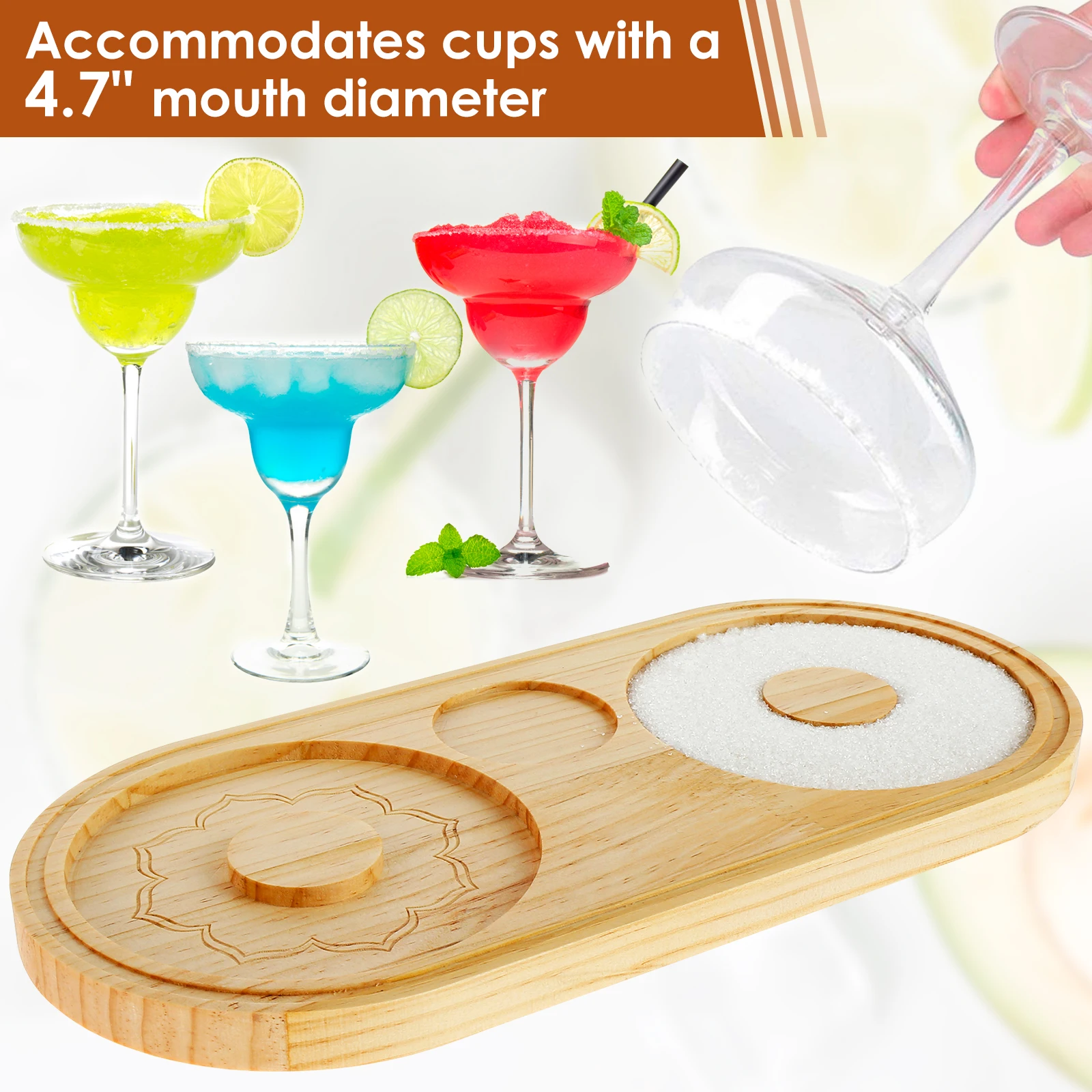 Bamboo Salt Rimmer Box Mixing Salt Sugar Rim Tray Juice Cocktail Seasoning Rimmers for Margarita Bartender Tool Bar Accessories