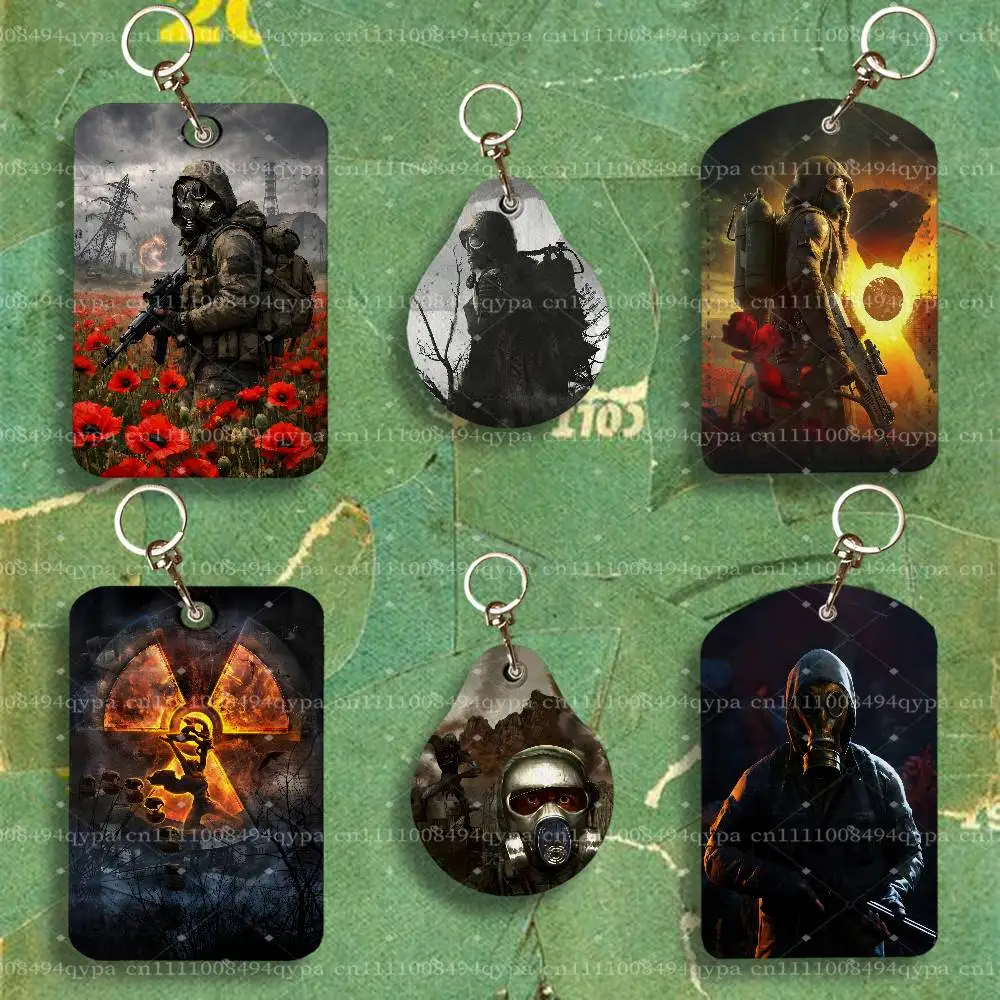 S-S.T.A.L.K.E.R. 2 The Zone Leather 2 Sided ID Card Holder with Keychain Executive Protection For Bank Credit Subway Bus Case