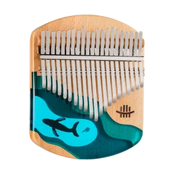 Hluru 17/21 Key Kalimba Ocean Blue Whale And Jellyfish Pattern Design Flat Board Thumb Piano Instrument Musical Birthday Gifts