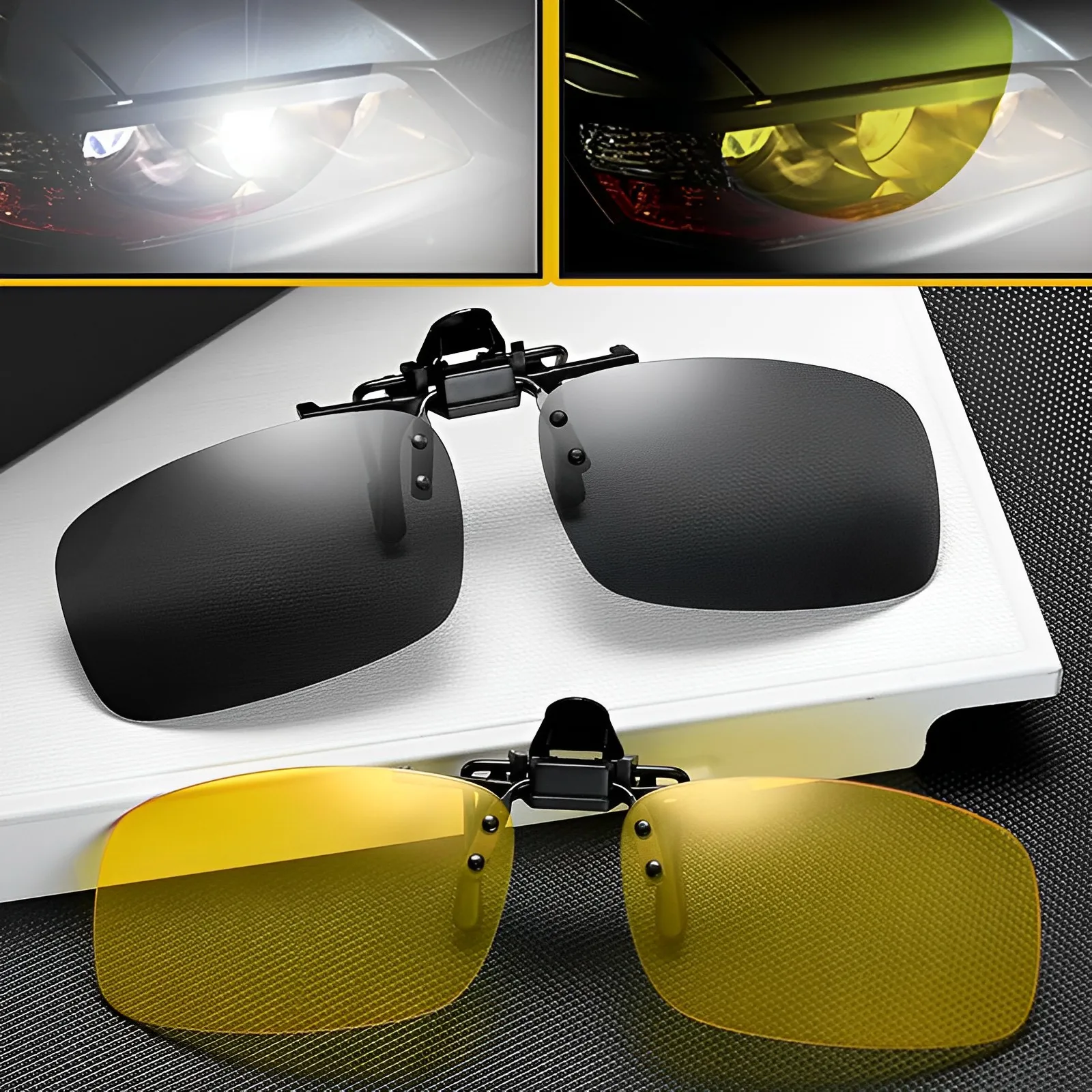 Car Night Safety Driving Glasses Clip Sunglasses Night Vision Glasses Anti-glare Fashion Driver Goggles Sunglasses for Men Women