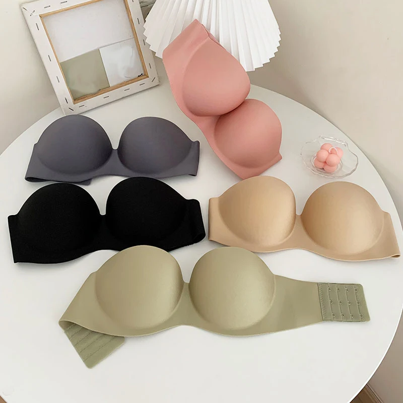 

1Pcs Strapless Bra For Woman Solid Soft Lingerie Push Up Sexy Underwear Lady Wire Free Strapless Female Bras BANNIROU