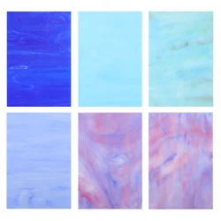 6pcs Stained Glass Sheets Cathedral Glass Mosaic Tiles Decoration Ornament Colored  Sheet Water Ripple Diy Art Craft Home Decor