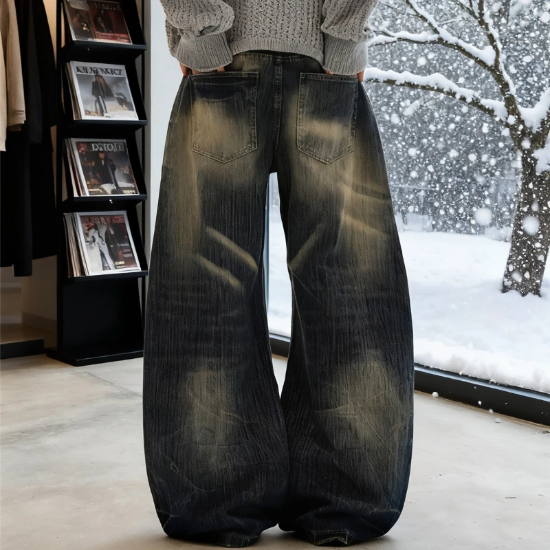 ضوء غسل جينز رجالي غير رسمي متعدد الاستخدامات مستقيم الساق فضفاضة تناسب واسعة الساق سراويل تقليدية لجميع المواسم الذكور السراويل العصرية #6