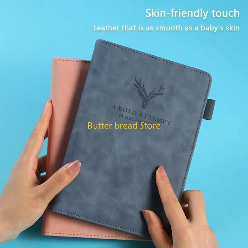 w89c-leather-notebook-business-notepad-thicken-journal-132-sheets-ribbon-pen-slot-for-office-staff-57''-x-8''