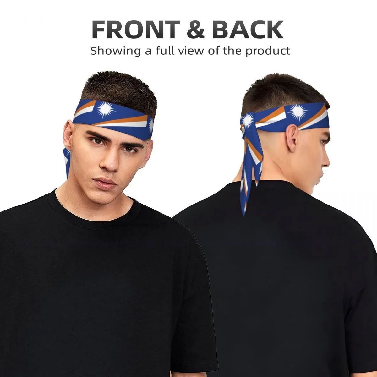 Marshall Islands Flag Sweatband Bandanas Hairband Head Tie Sports Headband Hair Accessories