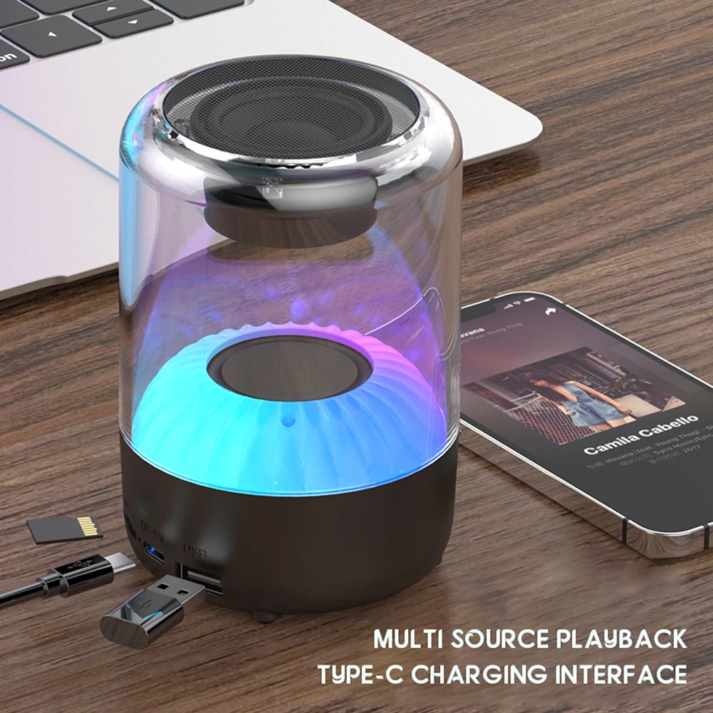 Fashion Wireless Speaker With Circle Color Lights Multifunctional Stereo Music Speaker For Home Party Beach