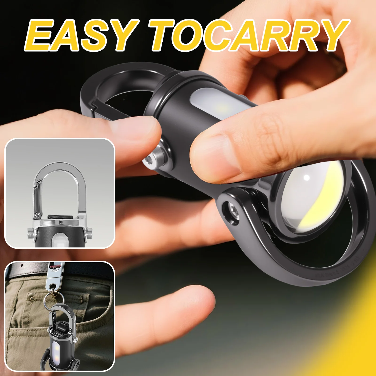 Mini Key Pendant Torch 1200 Lumens 1000mAh USB Rechargeable Keychain Light Waterproof Mini LED Flashlight for Outdoor Camping