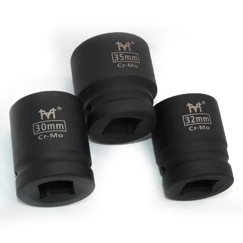 3/4" Inch CR-MO Impact Socket Heavy Duty 17mm 18mm 19mm 21mm 22mm 24mm 27mm 30mm 35mm 38mm 41mm 46mm Hex Black Air Sockets