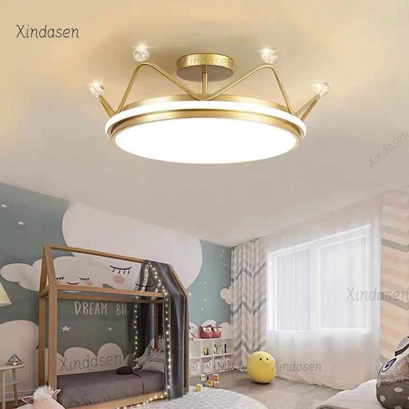

Kids Room Ceiling Light Crown Chandelier For Girls Bedroom Study Baby Princess Room Decor Pink Люстра Crystal Led Ceiling Lamp