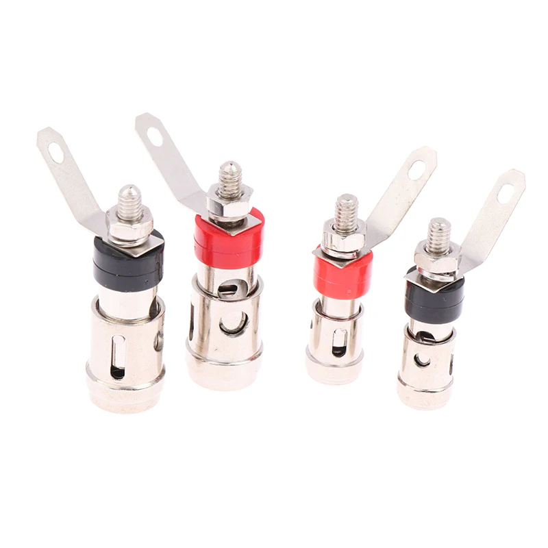 2Pcs New Nickel Plated 2mm/4mm L Banana Audio Plug Jack Socket Connector Amplifier Terminal Spring Loaded Binding Post