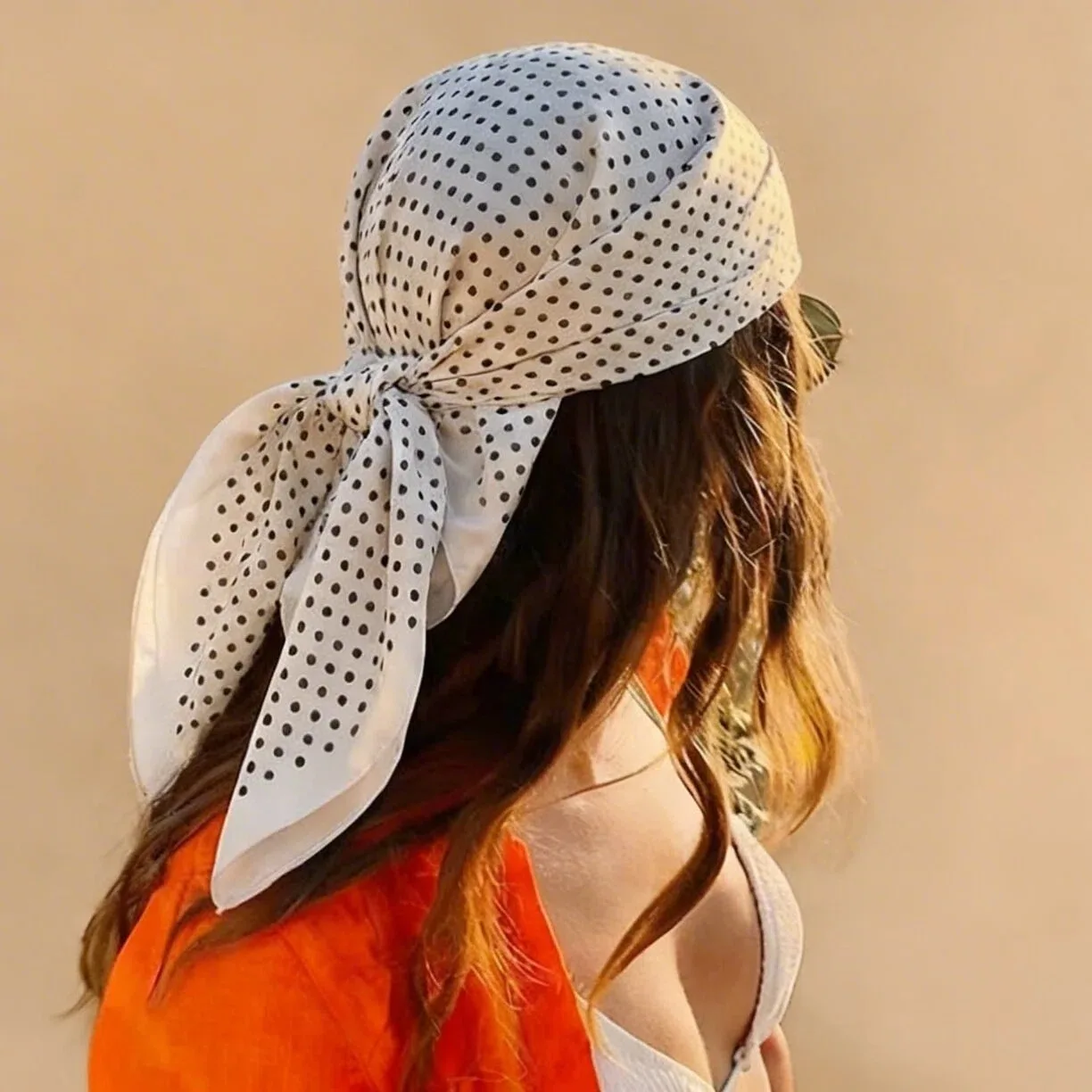 

2026 New Luxury Brand Dot Print Square Scarf for Women Hijab Hair Bands 70cm Neckerchief Female Satin Shawl Ribbon Headband