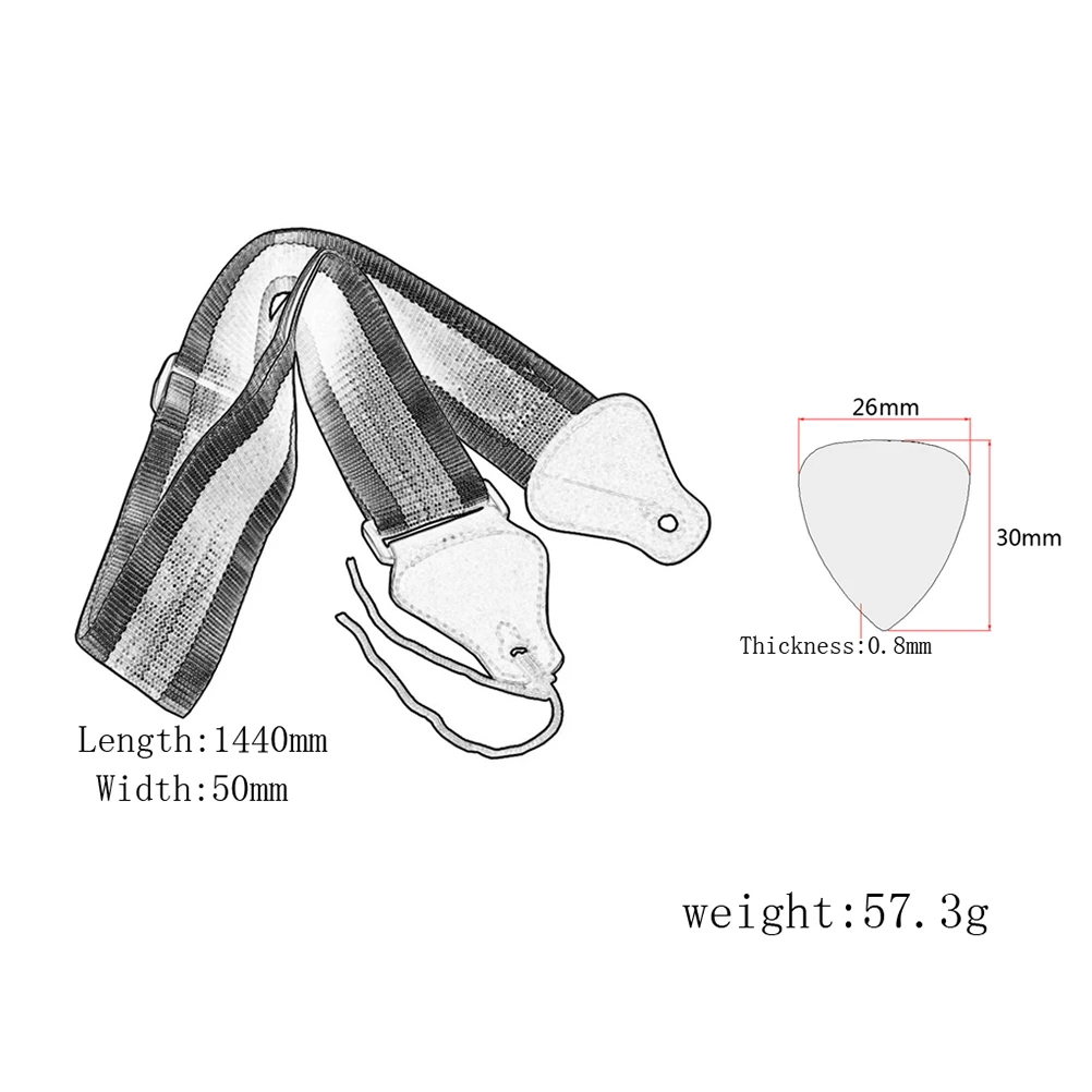 

Guitar Strap 3 Pick Holders Adjustable Belt for Music Lovers Nice Strap to Carry Guitars Convenient Guitar Belt