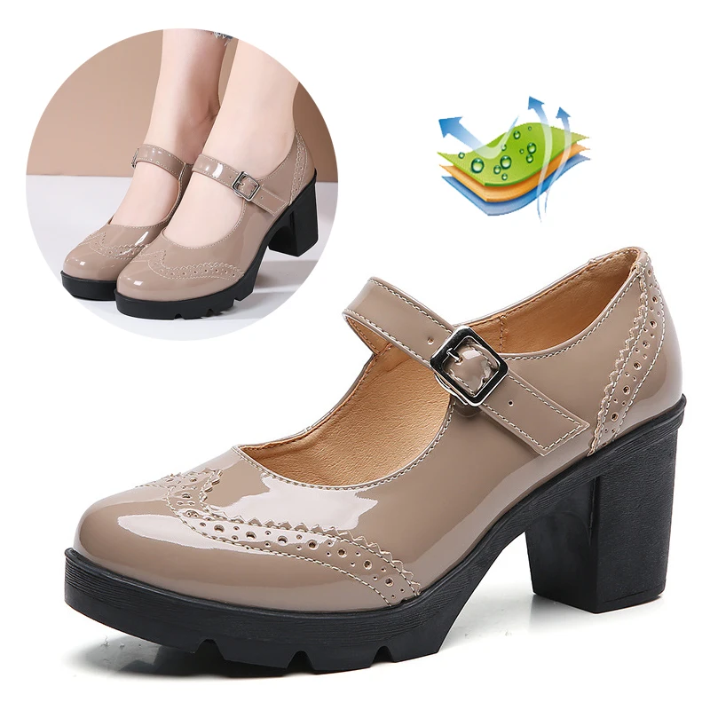 

Women Heel High Pumps Large Size, Ladies Platform T-tied Square Round Toe Square Heel Wedding Dress Shoes Zapatos De Mujer