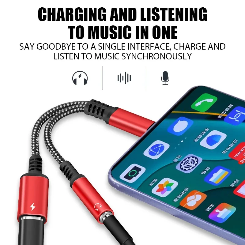 2in1 USB C To 3.5mm Headphone Jack Adapter Type C PD 60W Charge Audio Aux Adaptor for Ipad Pro Samsung S20 Ultra Xiaomi Huawei