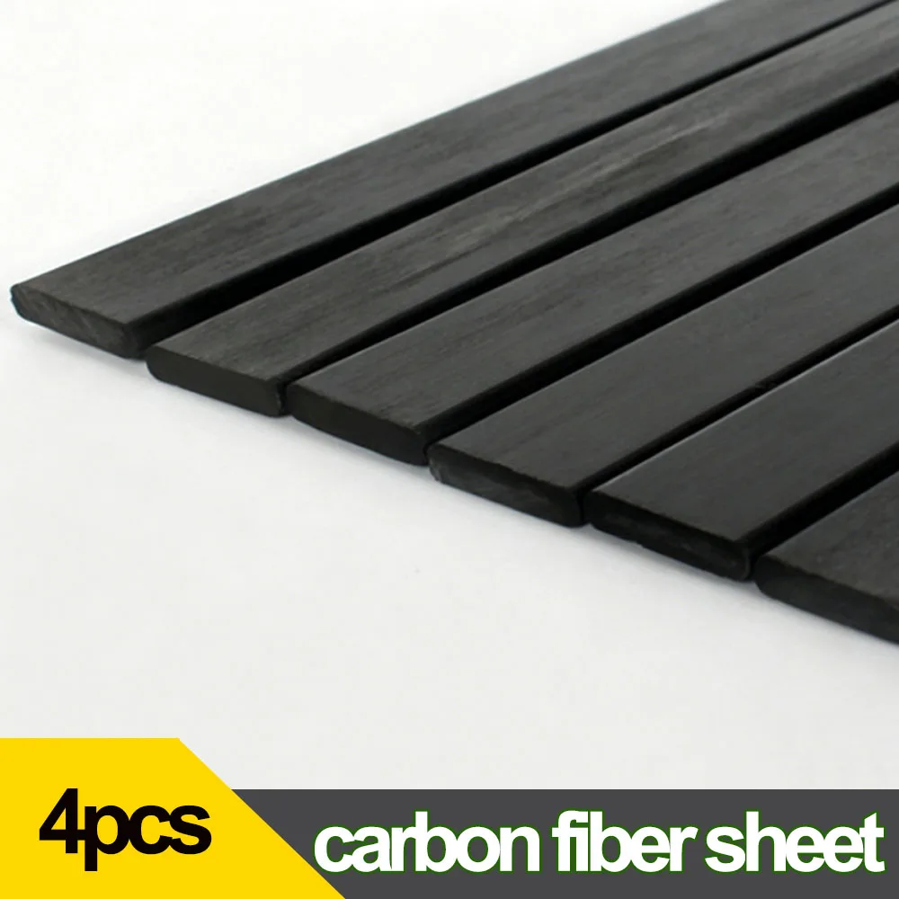 4Pcs L500mm Carbon Fiber Sheet Plate 0.2x3mm-6x30mm High Strength High Density Model Aircraft Materials DIY Accessories