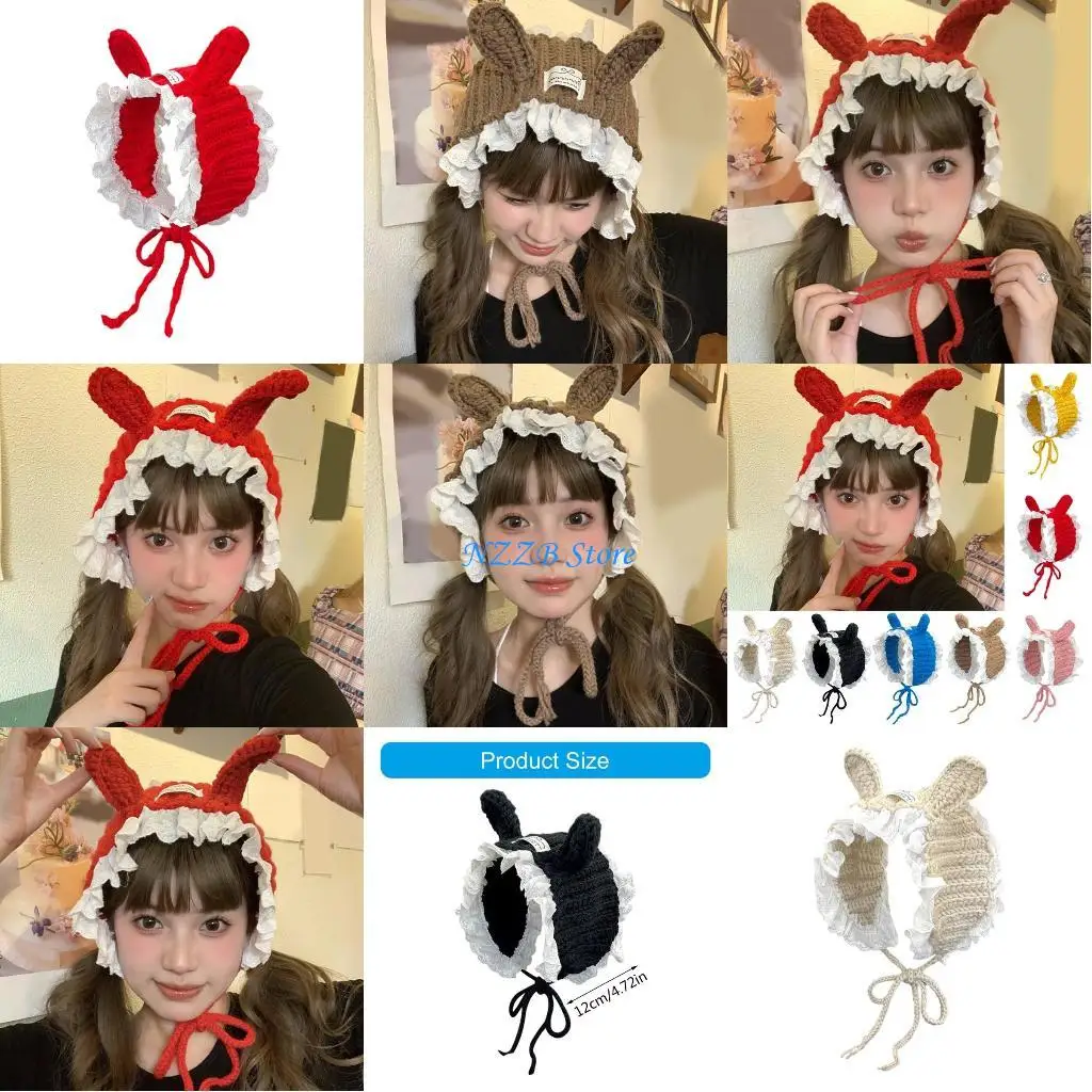 

T21F наушники в форме кроликов, зимние детские наушники, теплые эластичные наушники для женской моды