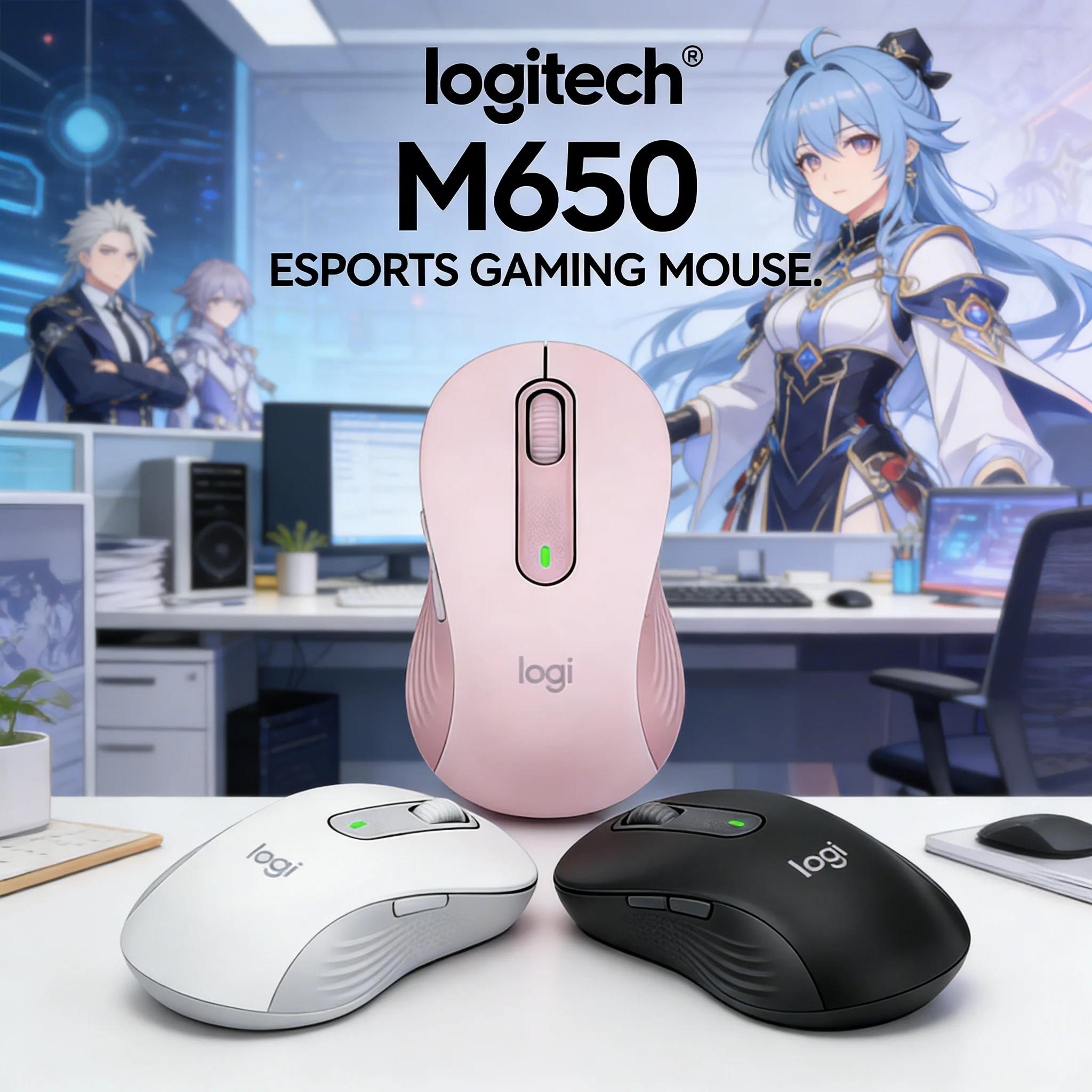 

Беспроводная Bluetooth-мышь Logitech M650 с двумя режимами работы, усовершенствованным оптическим сенсором, программируемыми боковыми кнопками, портативная, для дома и офиса