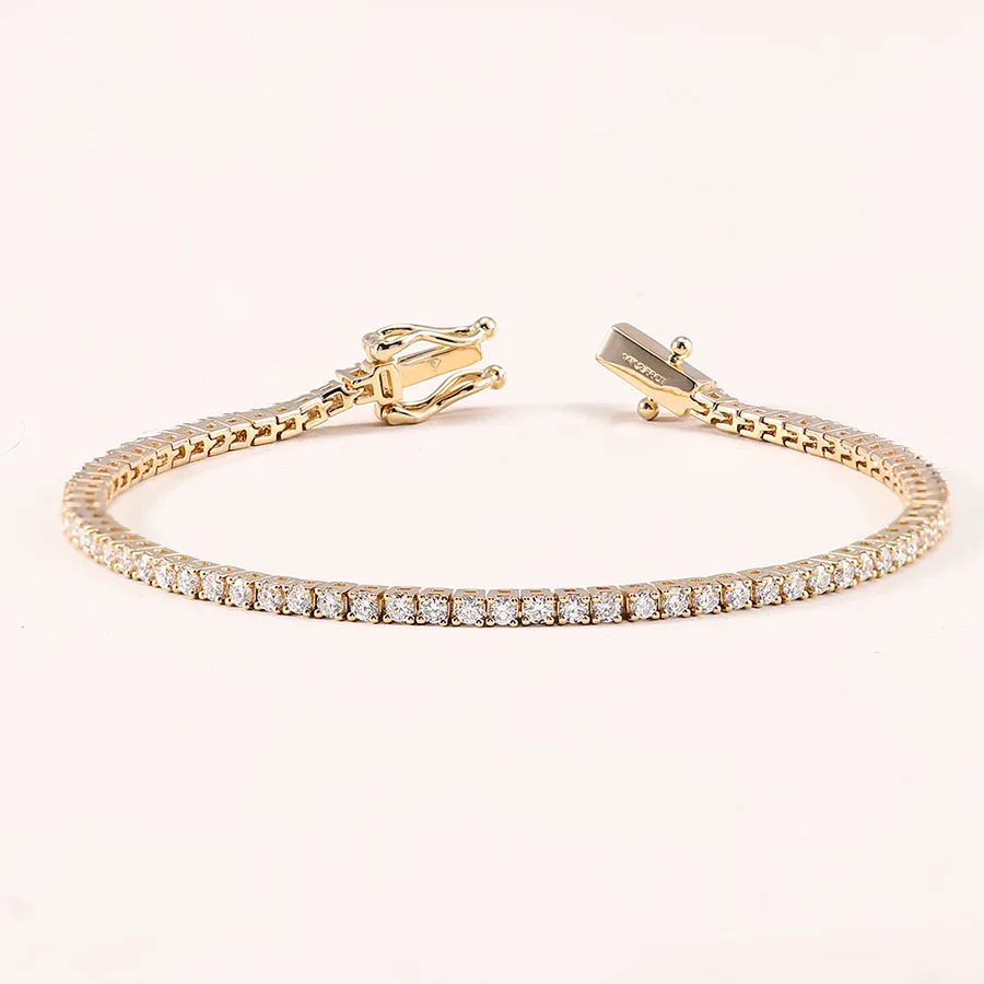 Provence solid 10K/14K yellow gold Charm Bracelet DEF color VVS round lab diamond tennis bracelets for women Birthday Party Gift