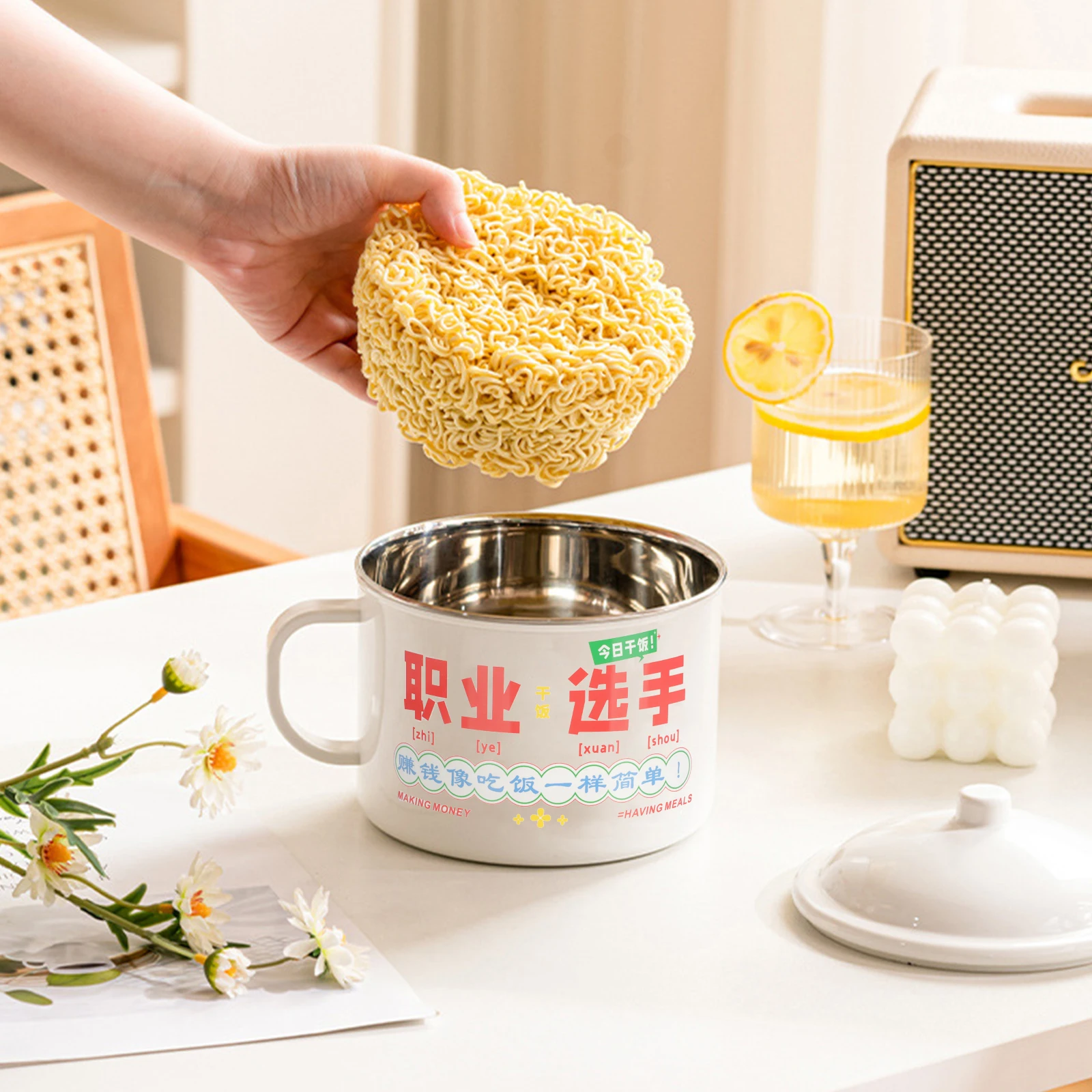 

Leak-Proof Stainless Steel Noodle Bowl Multi-Function Instant Ramen Lunch Container Handheld Soup Bowl Bento Box Reusable