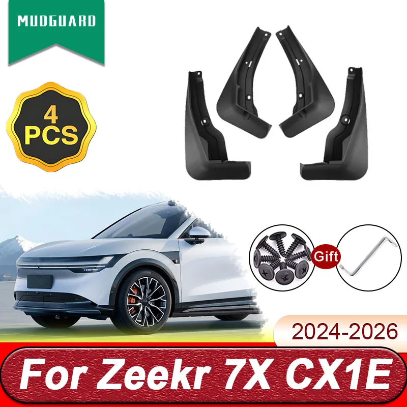 

4 брызговика для Zeekr 7X CX1E 2024 2025 2026, внешние аксессуары для автомобиля, передние и задние брызговики, переднее и заднее крыло
