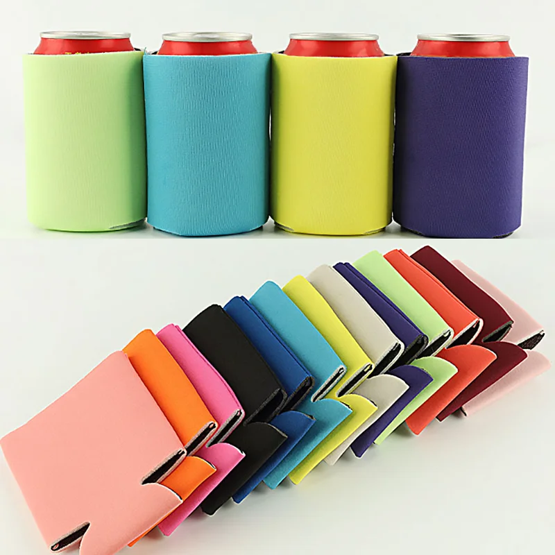 Foldable Blank Can Stubby Cooler Holder Sleeve Sublimation Heat Transfer Portable Rubber Can Cup Beer Mug Cover