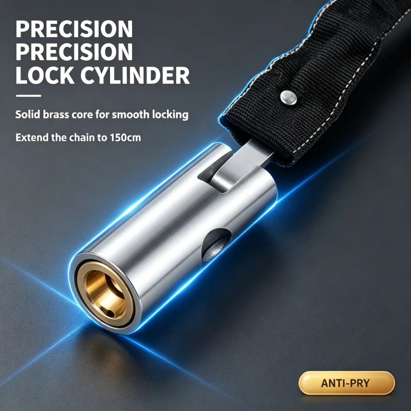 65cm Portable Bicycle Chain Lock With 2 Keys Hardened Steel Fabric Sleeve Anti‑Theft Lock for MTB E‑Bike Scooter - view 4