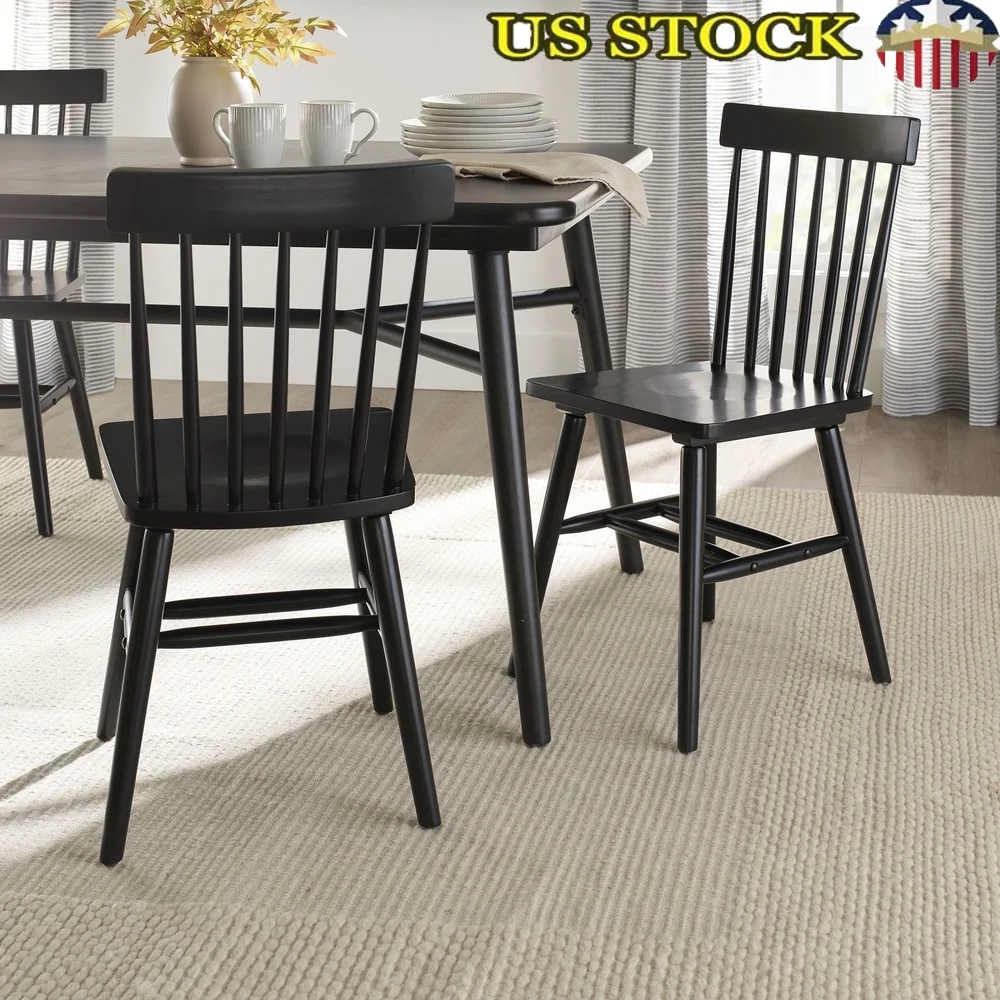 

Комплект из 2 обеденных стульев для дома с решетчатой спинкой, удобные обеденные стулья из каучукового дерева, идеальное использование на кухне и столовой