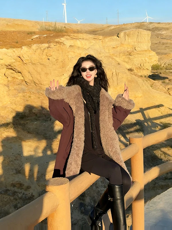 

Пальто-парка Linda Sister: высококачественное, зимнее, утепленное, свободного кроя, с подкладкой, из искусственной кожи и меха, для женщин...