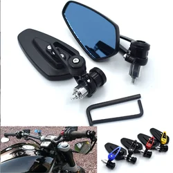 1 Pair Universal Motorcycle Aluminum Mirrors Handle Bar End for YAMAHA FZ6S FZ6N FZ6R YBR 125 MT-03 MT-25 FAZER600