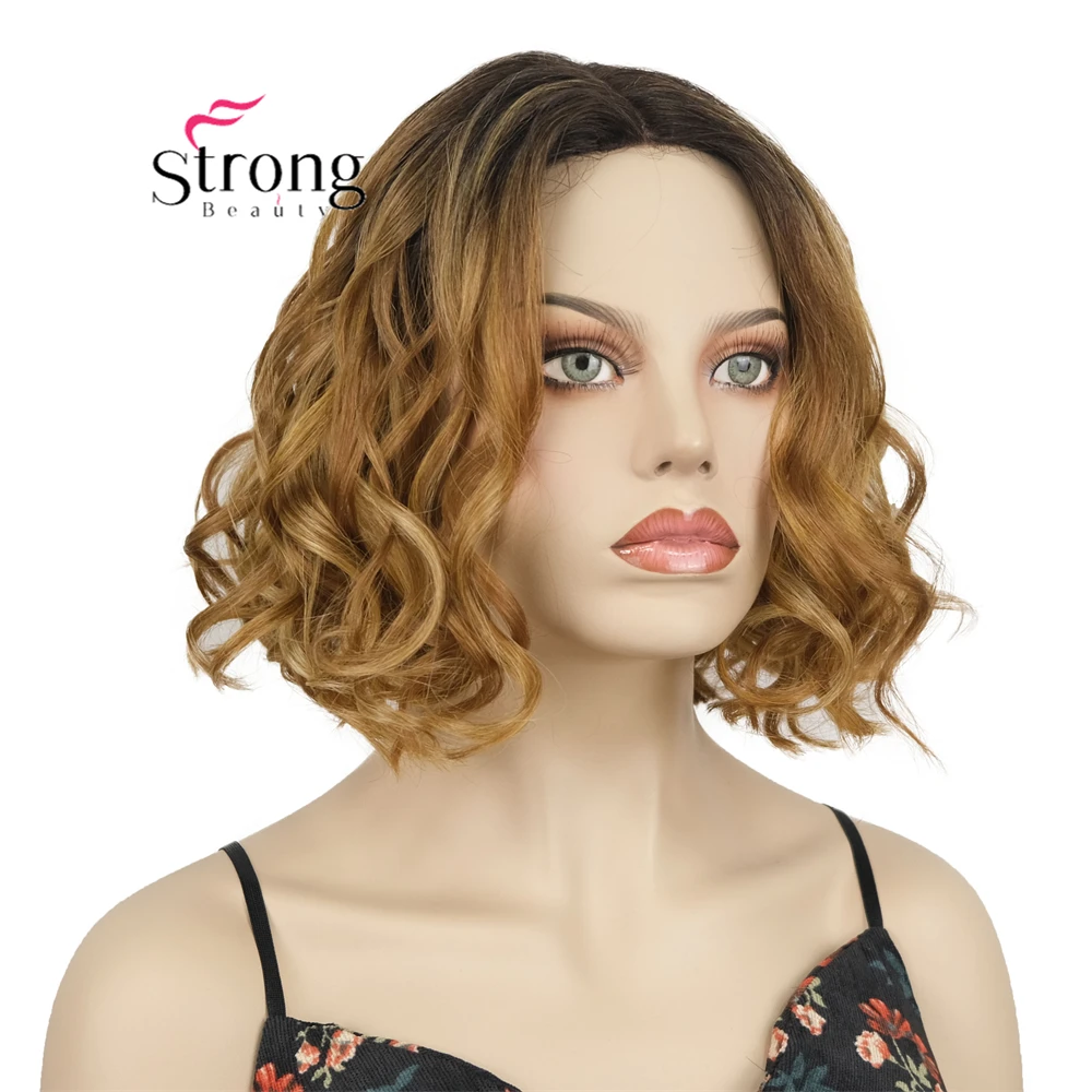 Strongbeauty Golden Omber Lace front wig for women Deep Part Synthetic lace wigs