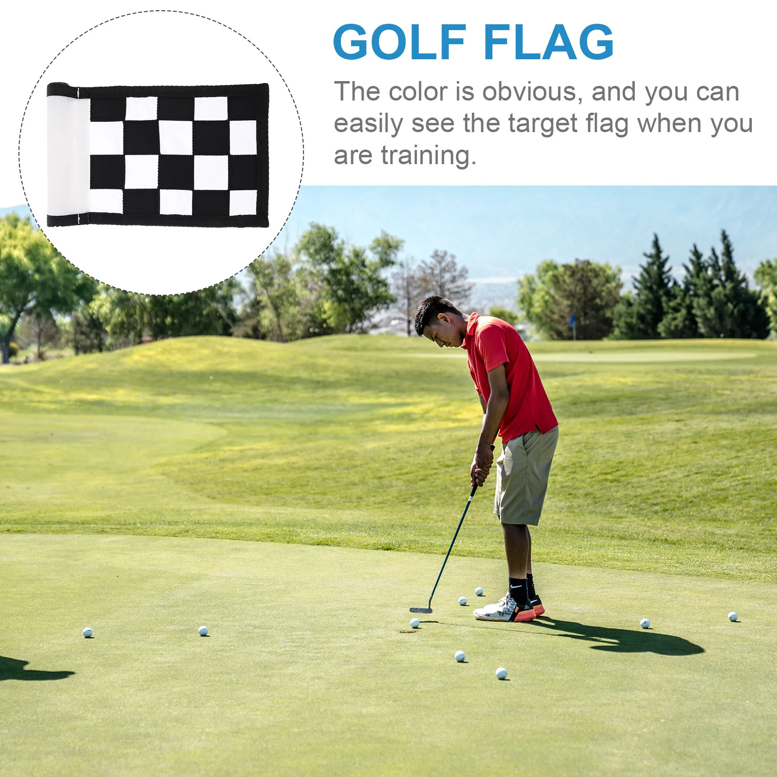 

Portable Golf Nylon Training Flag Checkered Practicing Flag Professional Outdoor Course Supplies Course Supplies