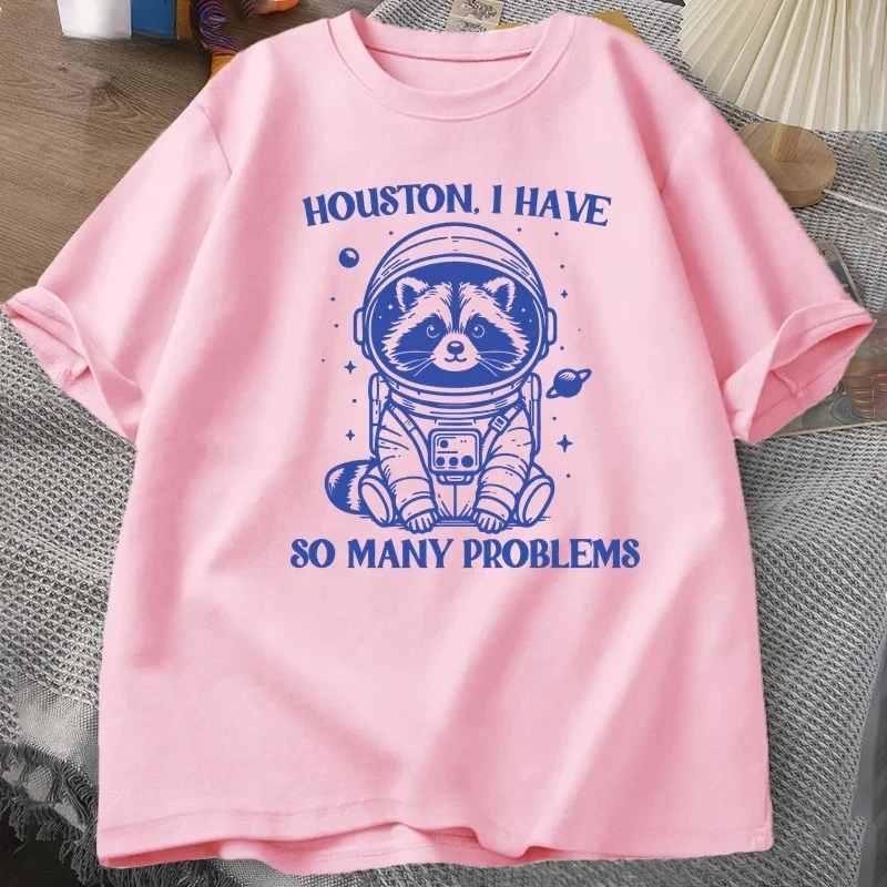 هيوستن لدي الكثير من المشاكل التي شيرت مضحك الراكون ميمي الجرافيك تي شيرت القمامة الباندا ميرش تي شيرت المرأة تي شيرت بلايز Y2K